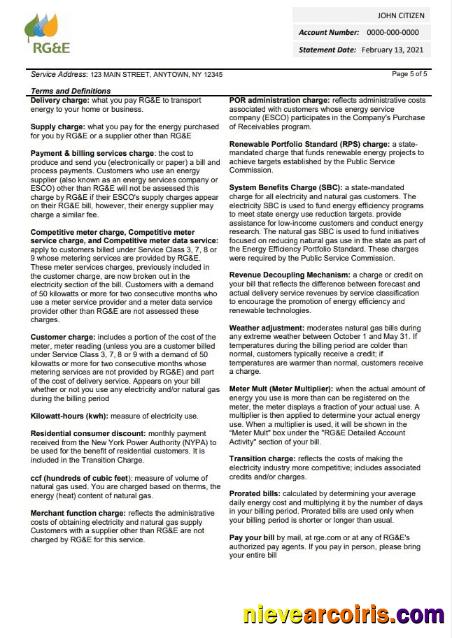 USA RG&E utility bill 2 pages 5